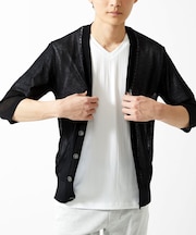 ストライプ柄VネックTシャツ