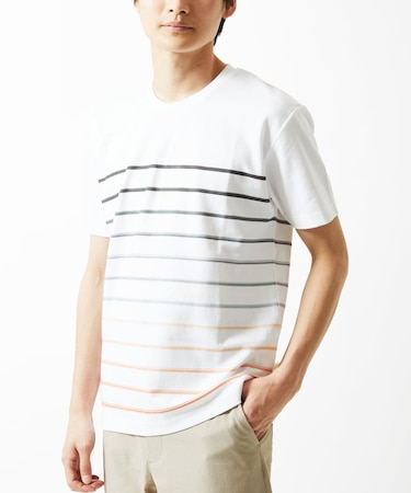 【洗える】グラデーションマリンボーダーTシャツ