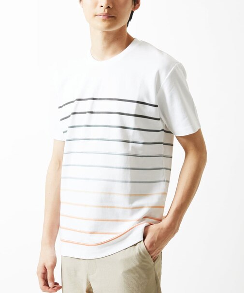 【洗える】グラデーションマリンボーダーTシャツ