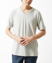【接触冷感 / ひんやり】 スリップウエーブジャガードVネックTシャツ