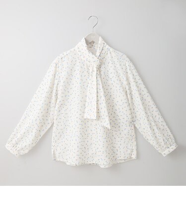 ２色ドット柄ボウタイブラウス