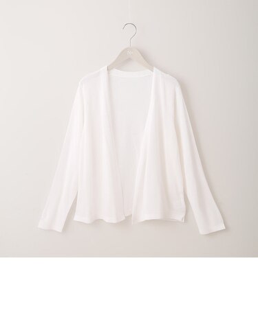 着流し風麻混ショートカーディガン