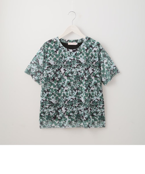 フラワープリントチュール重ねＴシャツ