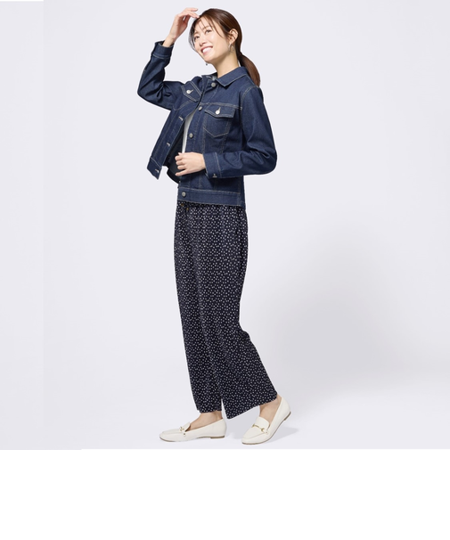 細プリーツゆるテーパードパンツ (23111)