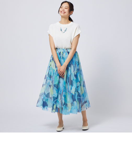 アート柄チュールスカート (33106)