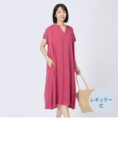 接触冷感レーヨンワンピースレギュラー丈 (43110)