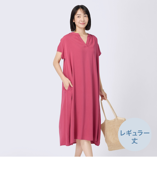 接触冷感レーヨンワンピースレギュラー丈 (43110)