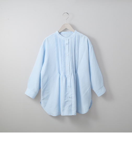 ピンタックバンドカラーチュニックシャツ (53105)