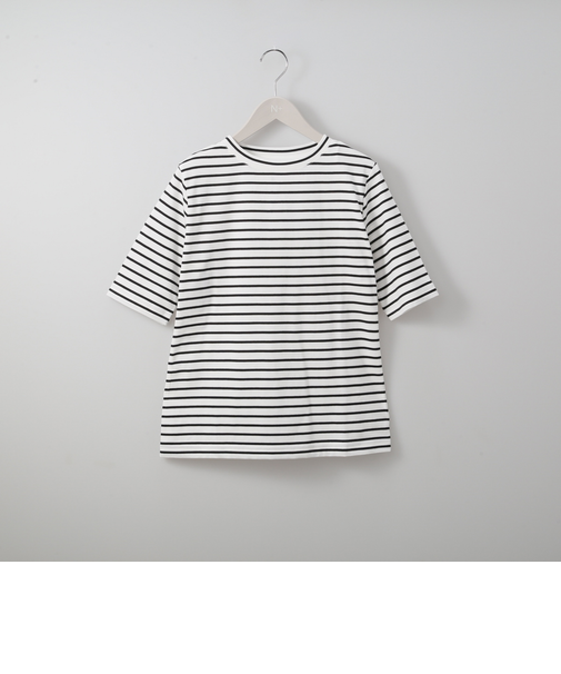 ベーシックボーダーボートネック５分袖Ｔシャツ (63112)