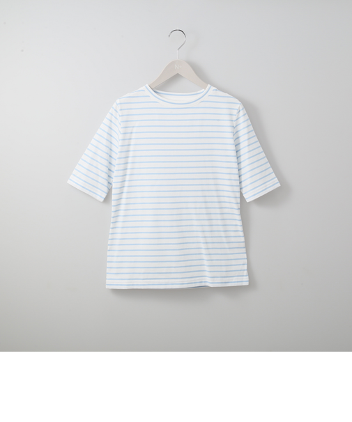 ベーシックボーダーボートネック５分袖Ｔシャツ (63112)