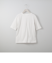 ベーシックボーダーボートネック５分袖Ｔシャツ (63112)