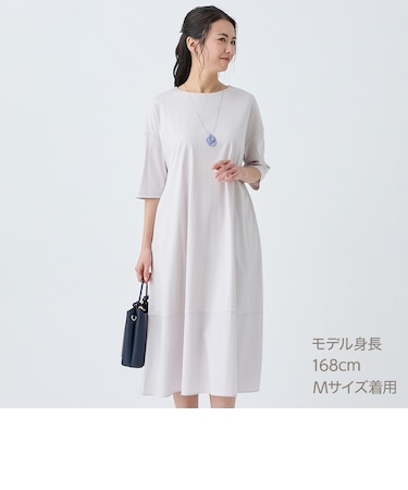 艶やかシルケット布帛切り替えワンピース　(45107)