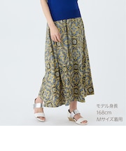 接触冷感ＵＶカットスラブペイズリープリントスカート