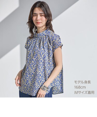 花柄綿ローンブラウス
