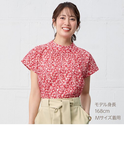 花柄綿ローンブラウス