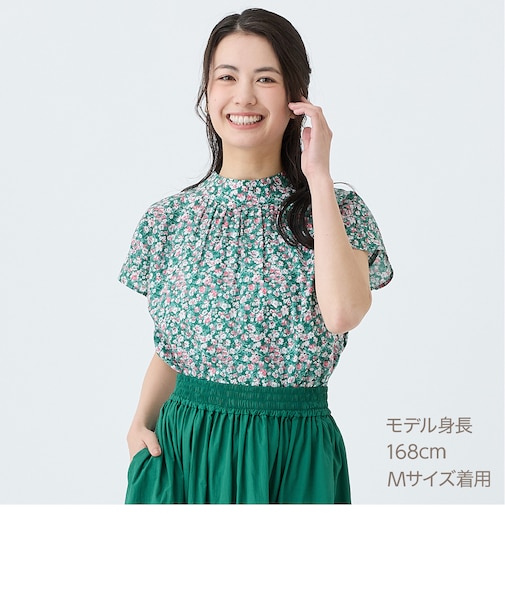 花柄綿ローンブラウス