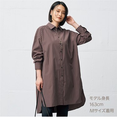 しわになりにくいシャツロングワンピース　(46102)