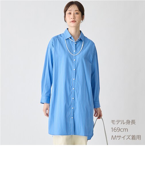 しわになりにくいシャツロングワンピース　(46102)