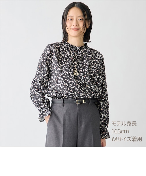 小花柄シャーリングブラウス　(56107)