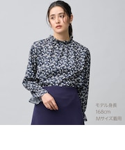 小花柄シャーリングブラウス　(56107)
