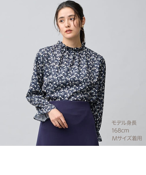小花柄シャーリングブラウス　(56107)
