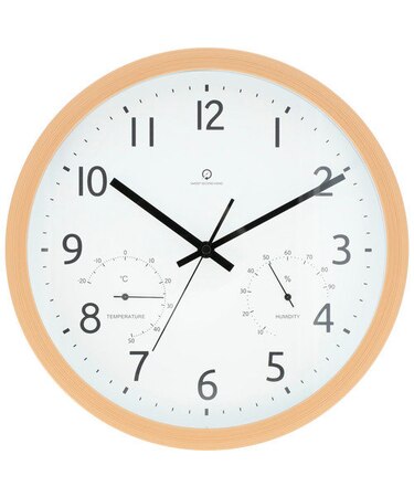 静音秒針 温湿度計付き 掛け置き兼用時計 フォーレ(ナチュラル)