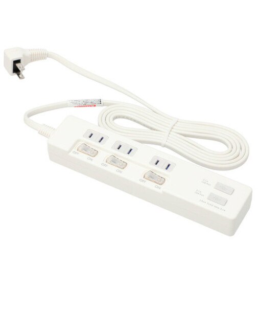 3.1A USBポート付3口節電タップ 2m(NSU_WH)