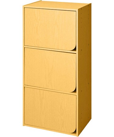 カラーボックス Nカラボ 3段扉付き(ライトブラウン)