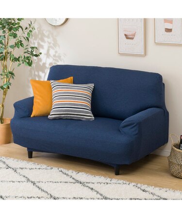 肘付ストレッチソファカバー(モトル NV 2人掛け用)