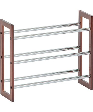 2段重ねできる伸縮シューズラック クロモR(ダークブラウン)