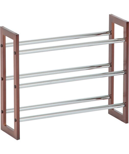 2段重ねできる伸縮シューズラック クロモR(ダークブラウン)