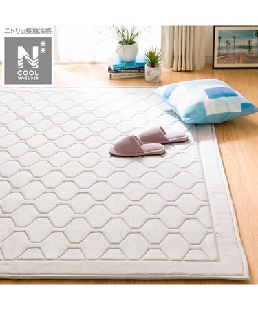 15mmウレタン入り 接触冷感+持続冷感ラグ(NクールWSP GY 185X185 MX23)