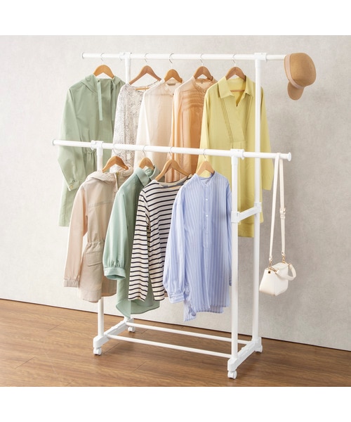 ハンガーラック ダブル伸長 (HT2c ホワイト)｜デコホームの通販｜&mall