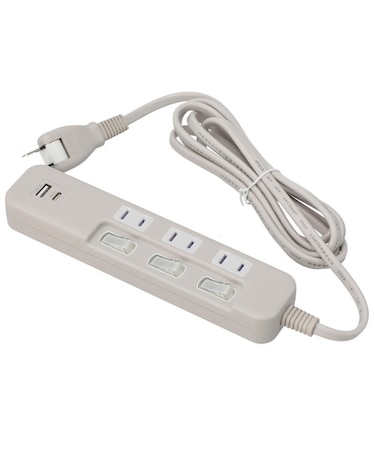 USB付節電タップ3個口(TypeA×1+TypeC×1 モカ)