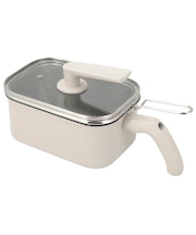 IH・ガス火 ストレーナー付き1台7役 角型マルチポット(モカ 20x13cm)