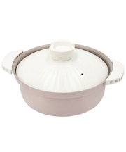 IH持ちやすい軽量土鍋風卓上鍋(18cm ローズ KY073)