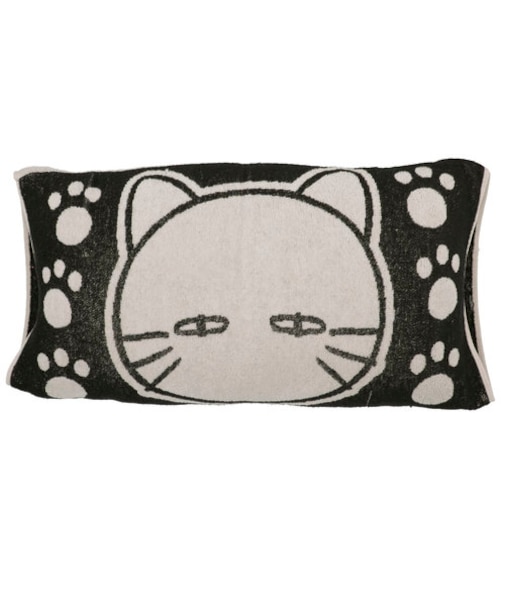 のびのびパイルまくらカバー(デコネコ ブラック)