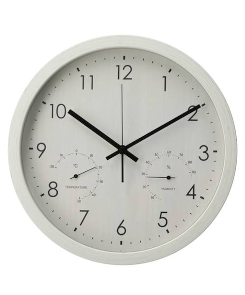 静音秒針 温湿度計付き 掛け置き兼用時計(30QT WW FR887)