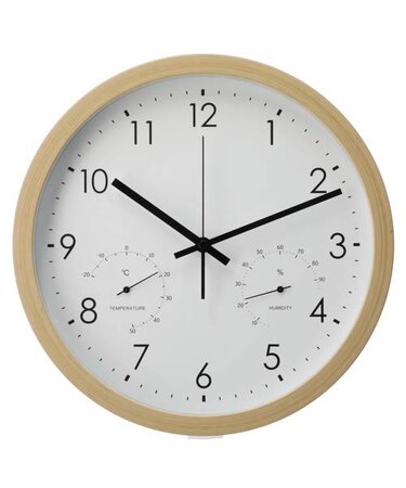 静音秒針 温湿度計付き 掛け置き兼用時計(30QT NA FR887)