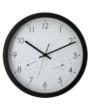 静音秒針 温湿度計付き 掛け置き兼用時計(30QT BK FR887)