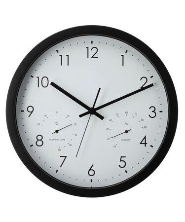 静音秒針 温湿度計付き 掛け置き兼用時計(30QT BK FR887)