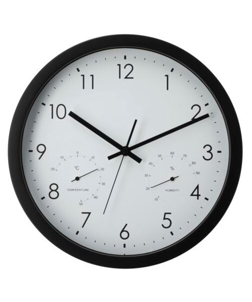 静音秒針 温湿度計付き 掛け置き兼用時計(30QT BK FR887)