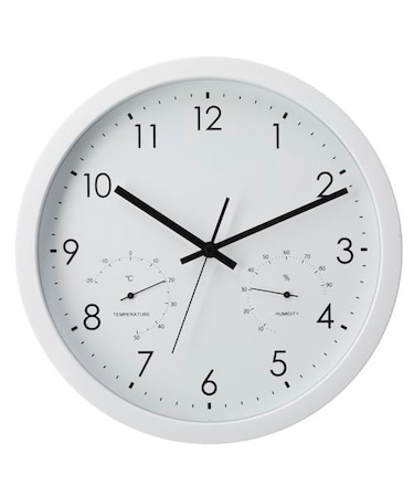 静音秒針 温湿度計付き 掛け置き兼用時計(30QT WH FR887)