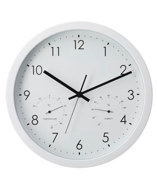 静音秒針 温湿度計付き 掛け置き兼用時計(30QT WH FR887)