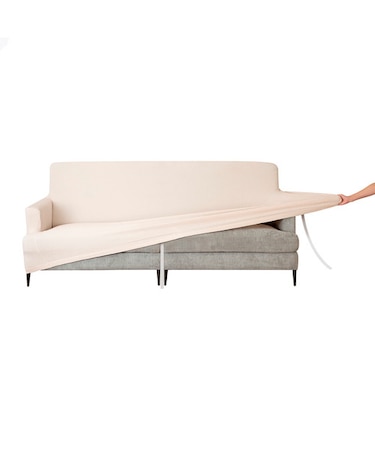 ストレッチ肘付ソファカバー(3Pワイド アイボリー)