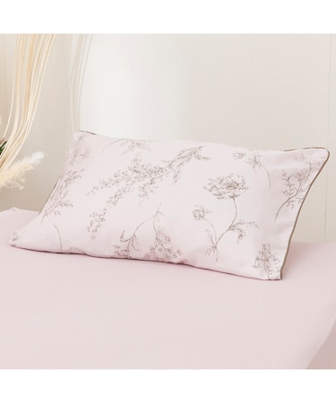 枕カバー(花ラインアート柄 ローズ)