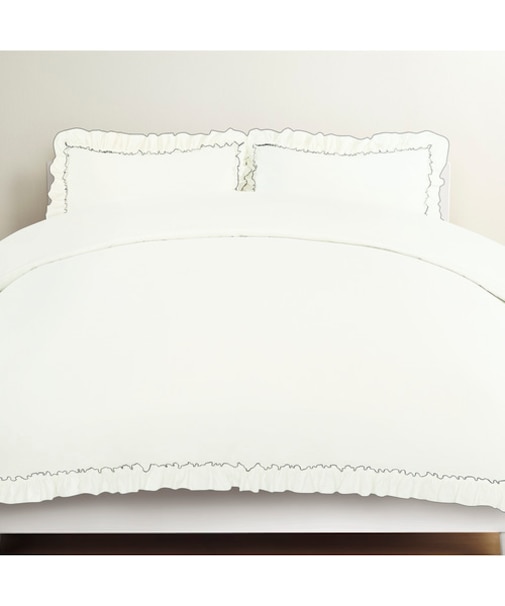 掛け布団カバー　セミダブル（ウォッシュ フリル F8 WH SD）