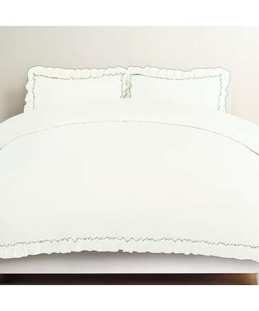 掛け布団カバー　ダブル（ウォッシュ フリル F8 WH D）