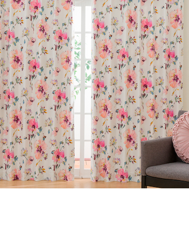 遮光･遮熱ドレープカーテン(100X190X2 ハナ ローズ DH163)