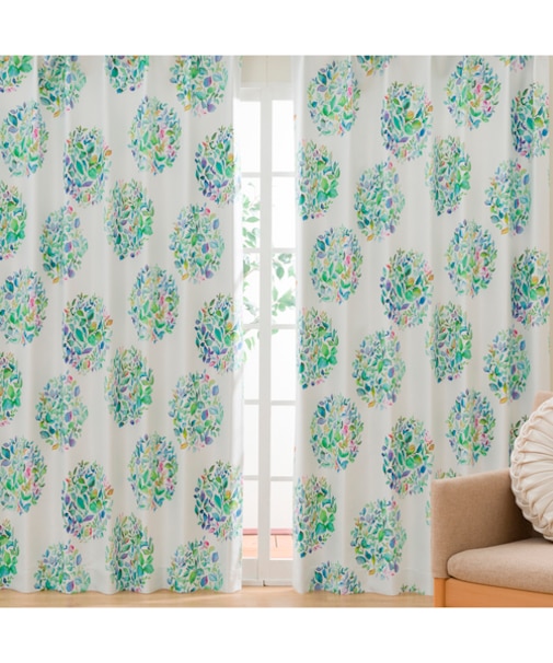 遮光･遮熱ドレープカーテン(100X200X2 リーフ グリーン DH164)